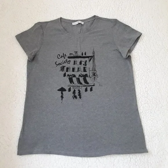 AVON Brigitte Tee "Cafe Society Graphic Tee" ~ Size M (8-10) ~ NEW!!! - Picture 2 of 4